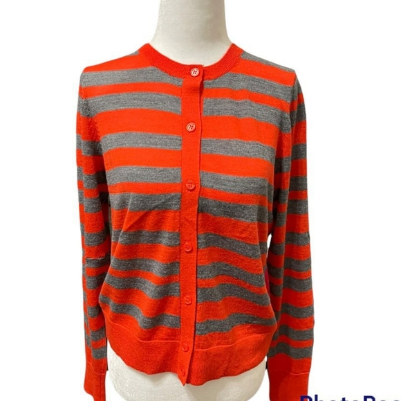 Ann Taylor Loft Orange and Gray Striped Size Medium - Picture 1 of 6